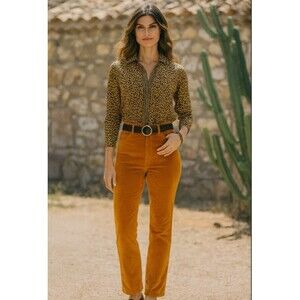 Peruvian Connection Velvet Pants Womens sz 2 Burnt Orange Slim Fit Ankle Velour